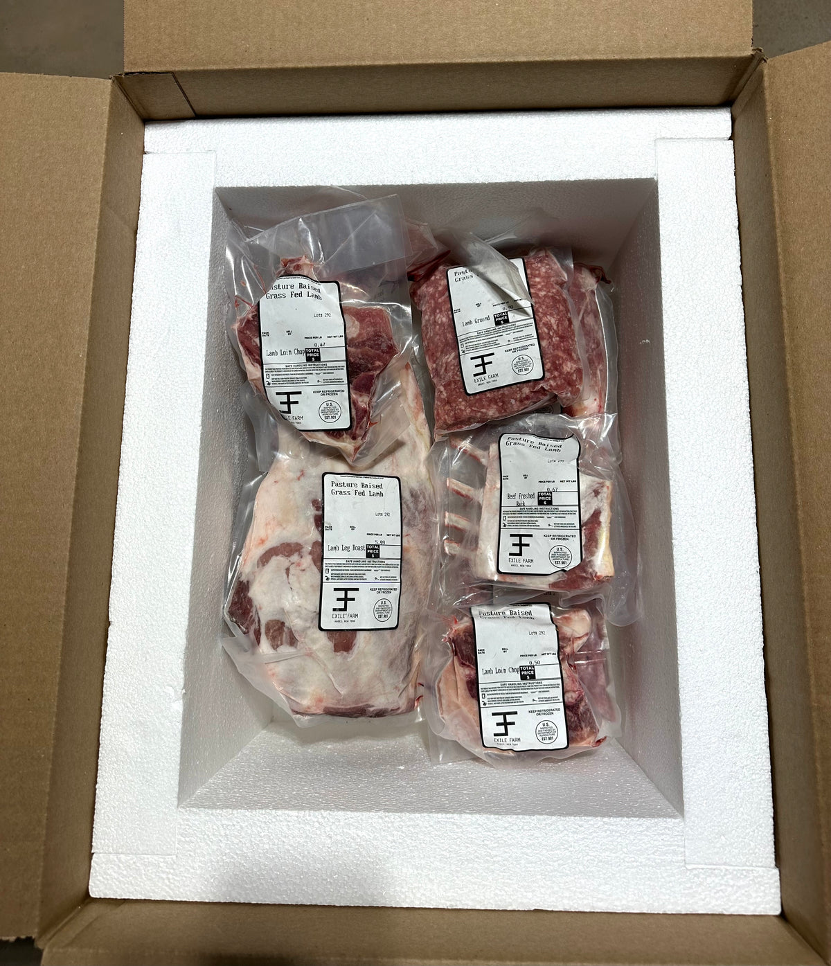 • RIB RACK & SHOULDER BOX • 1/4 LAMB • RIBS SHOULDER LOIN CHOPS SHANKS & GROUND • 15 POUNDS
